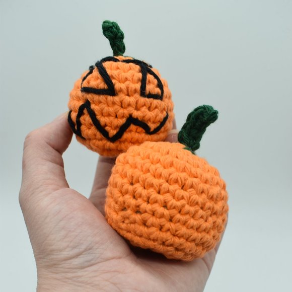 Handcrafted Crochet Catnip Pumpkin Cat Toys Set of Two
